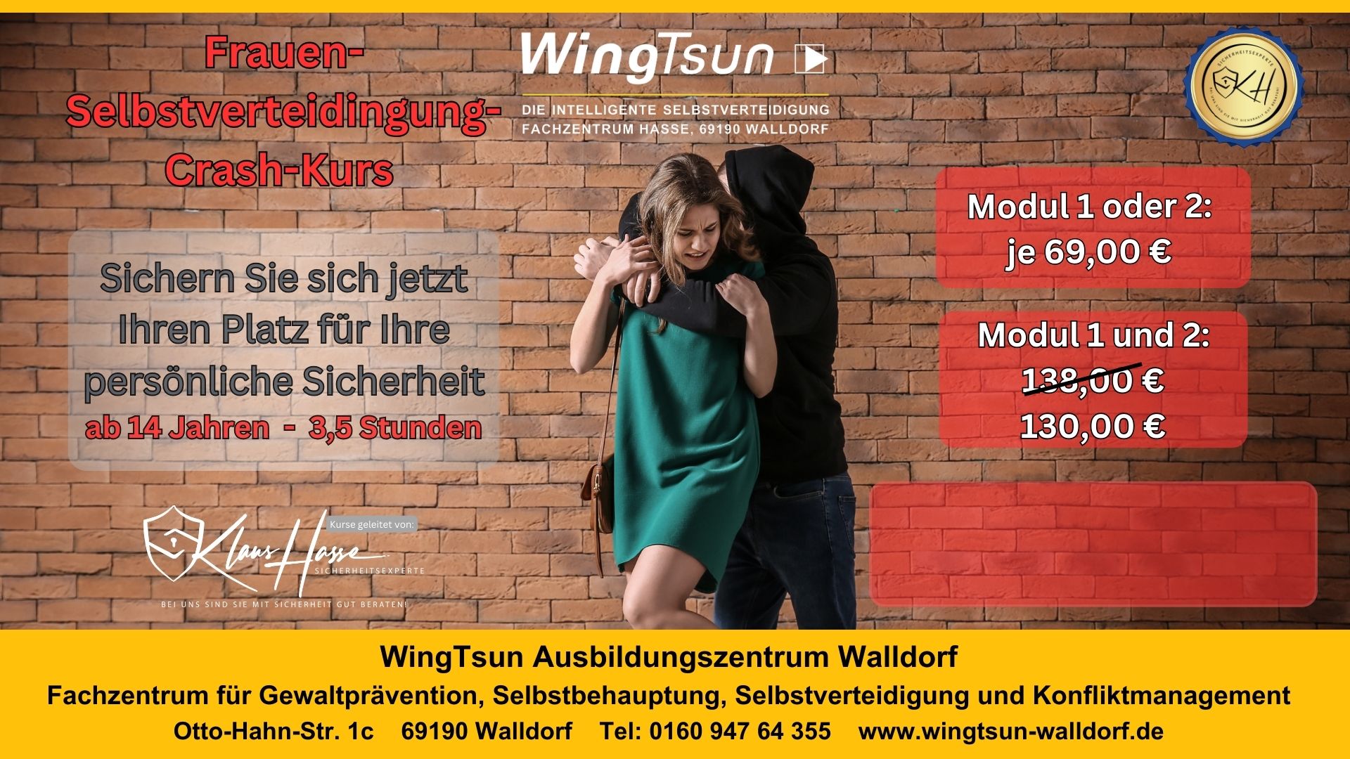 Frauen-Selbstverteidigungs-Crash-Kurs 3,5 Stunden (ab 14 Jahren)