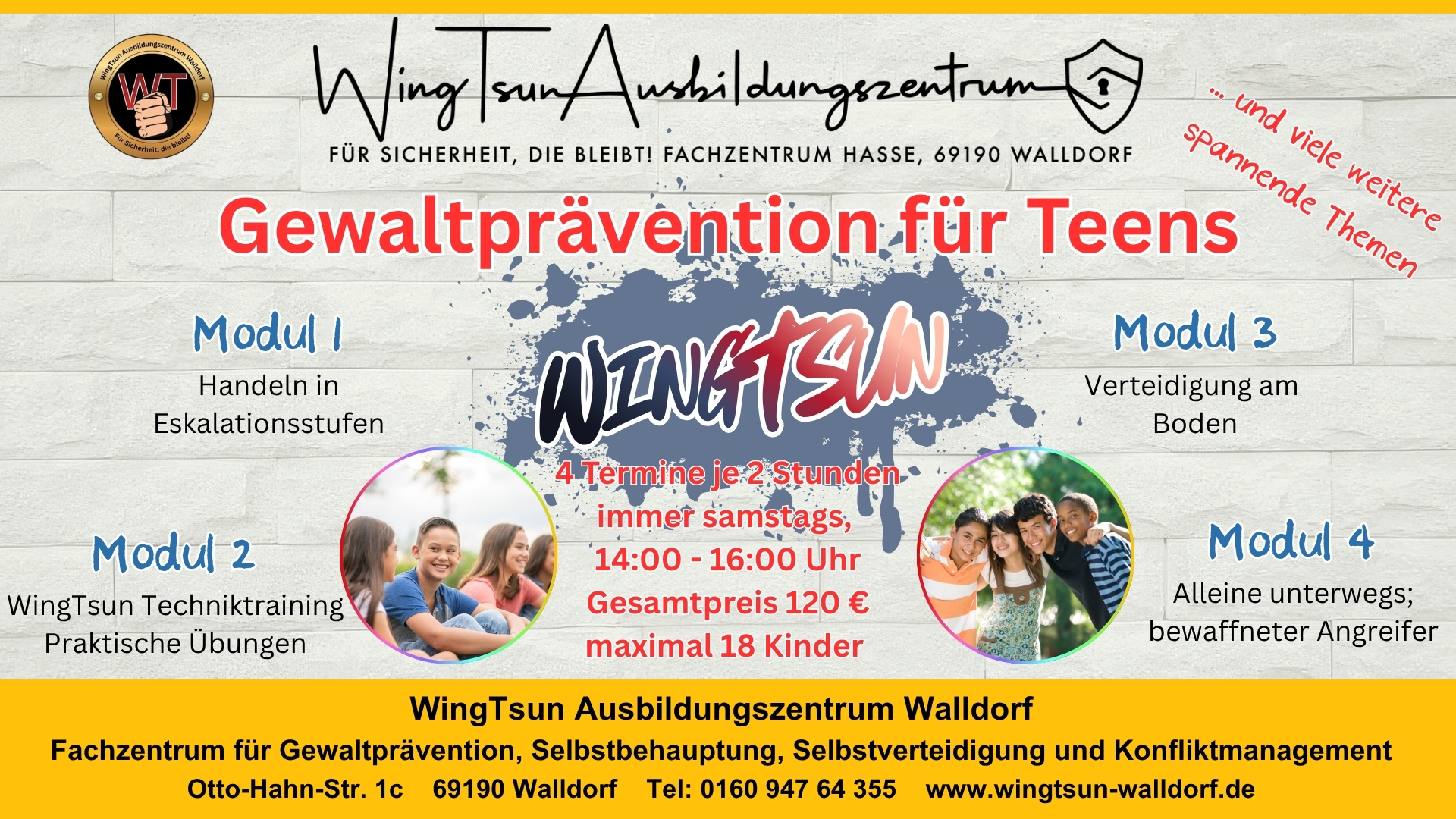 Gewaltprävention, Selbstbehauptung und Selbstverteidigung für Teens (4 Module)